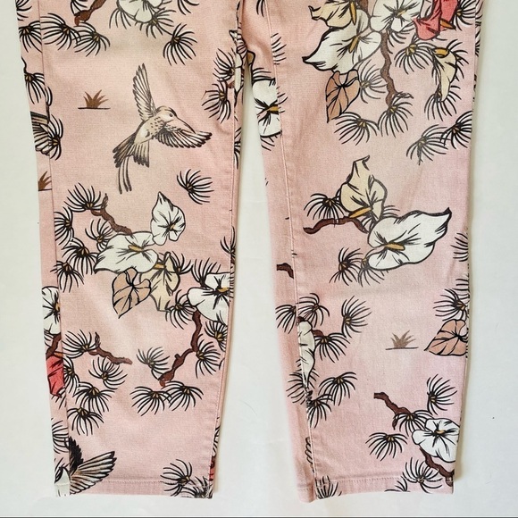 CAMBIO Lillian Cropped Blush Pink Floral Fauna Print Jeans 12 - Picture 8 of 11